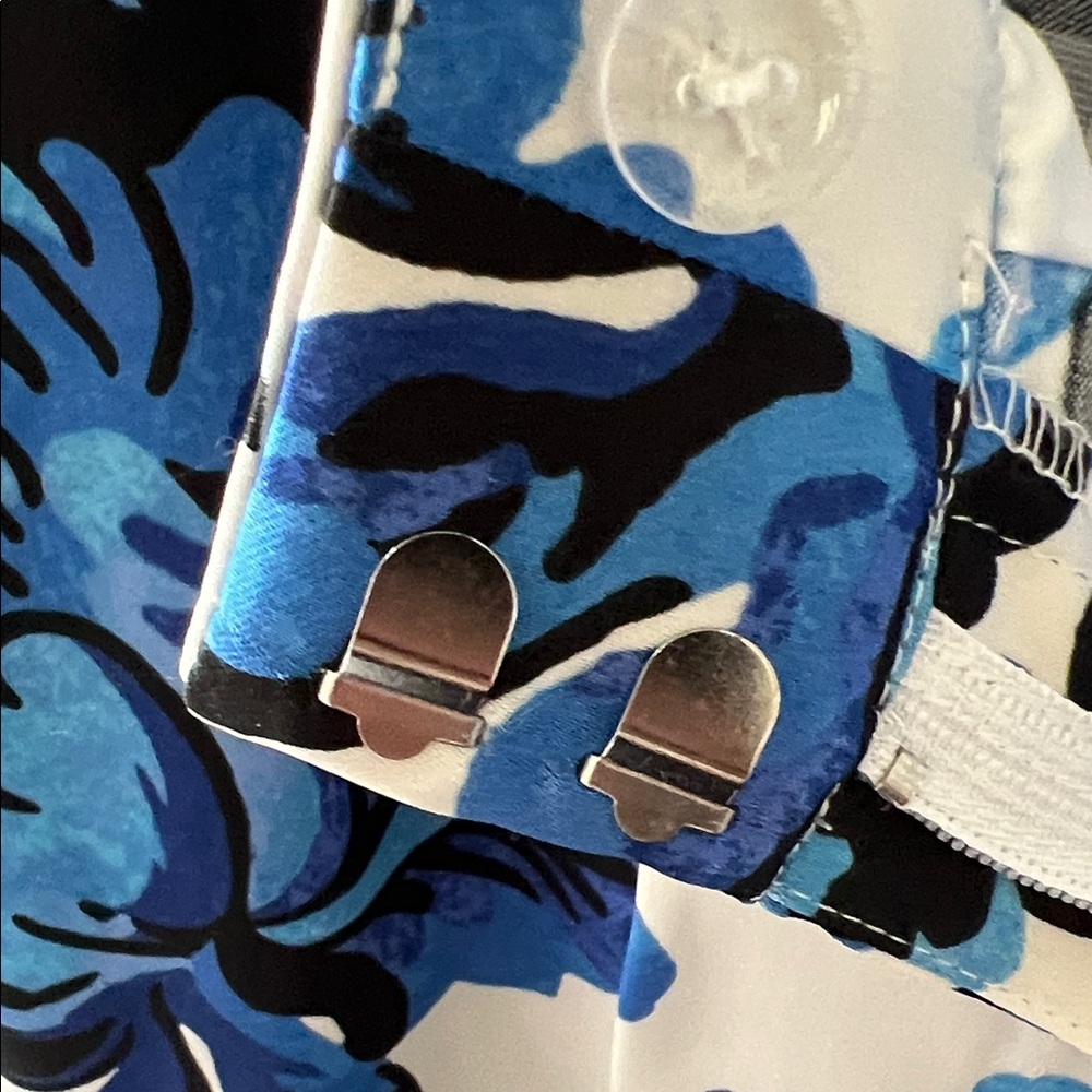 Christian Lacroix Blue and White Floral Satin Pants - Picture 3 of 6